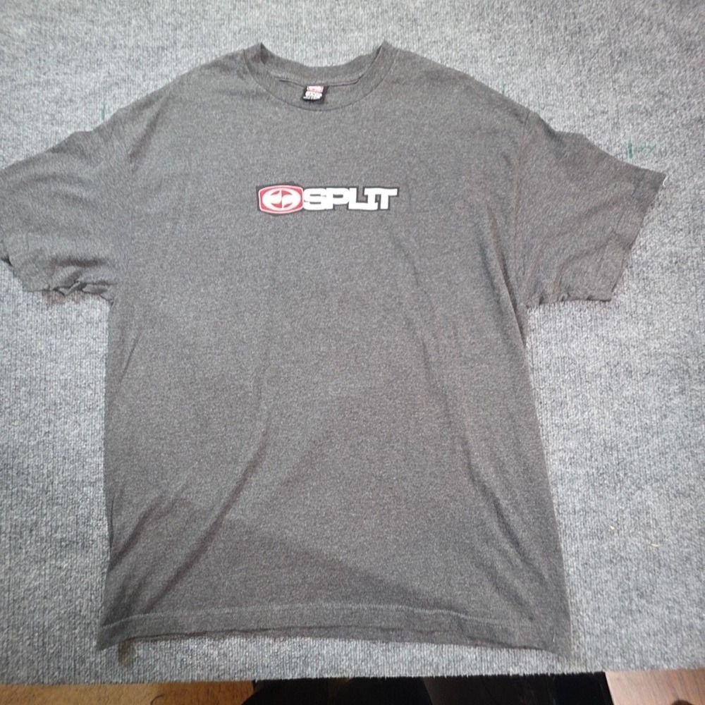Split Shirt Mens XL Gray Crew Neck Logo Graphic Tee T-Shirt Streetwear Top